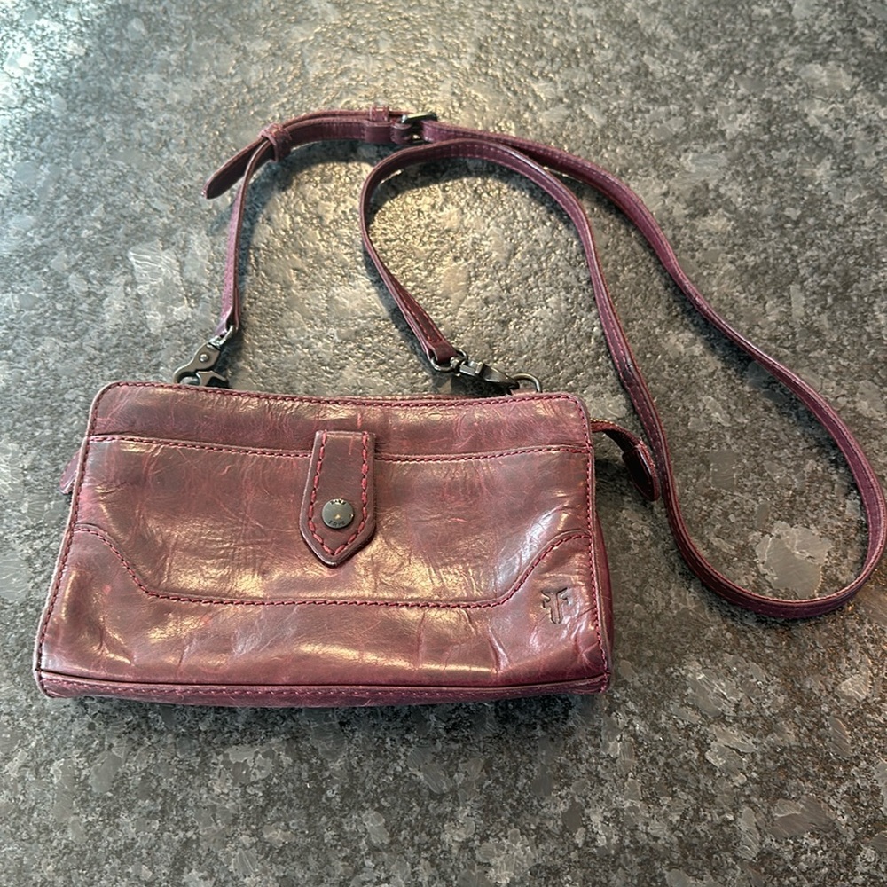 Frye Melissa Wine Leather Crossbody Clutch